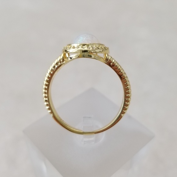 Simulated Opal & Yellow Gold Ring - Picture 4 of 8